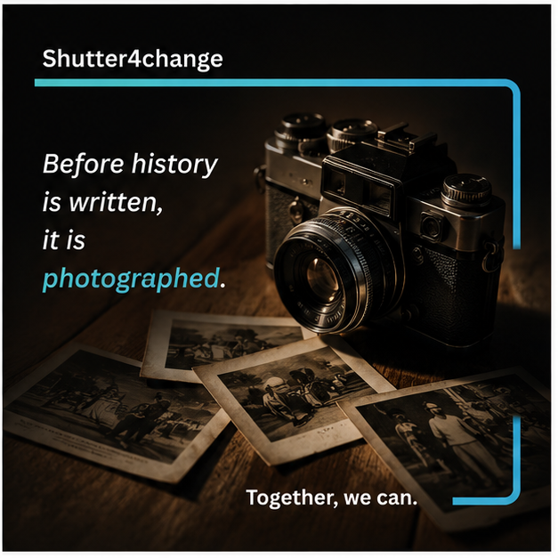 A vintage camera resting on old photographs