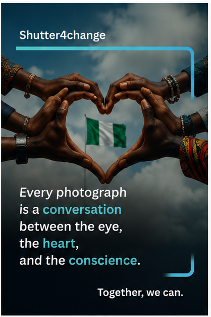 Hands forming a heart in front of the Nigerian flag